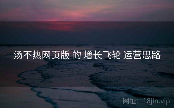 汤不热网页版 的 增长飞轮 运营思路 汤不热网页版 的 增长飞轮 运营思路